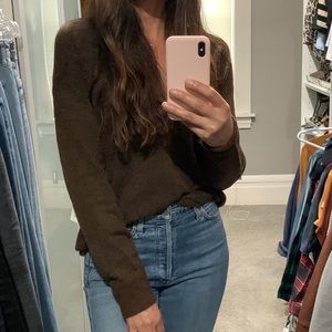 Leith brown v neck sweater XS NWT